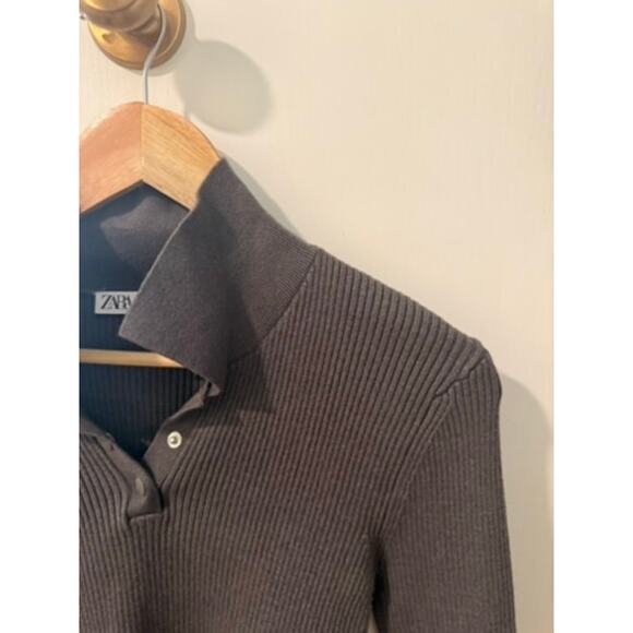 Zara Ribbed Collared Knit Top ✨ - Picture 7 of 8